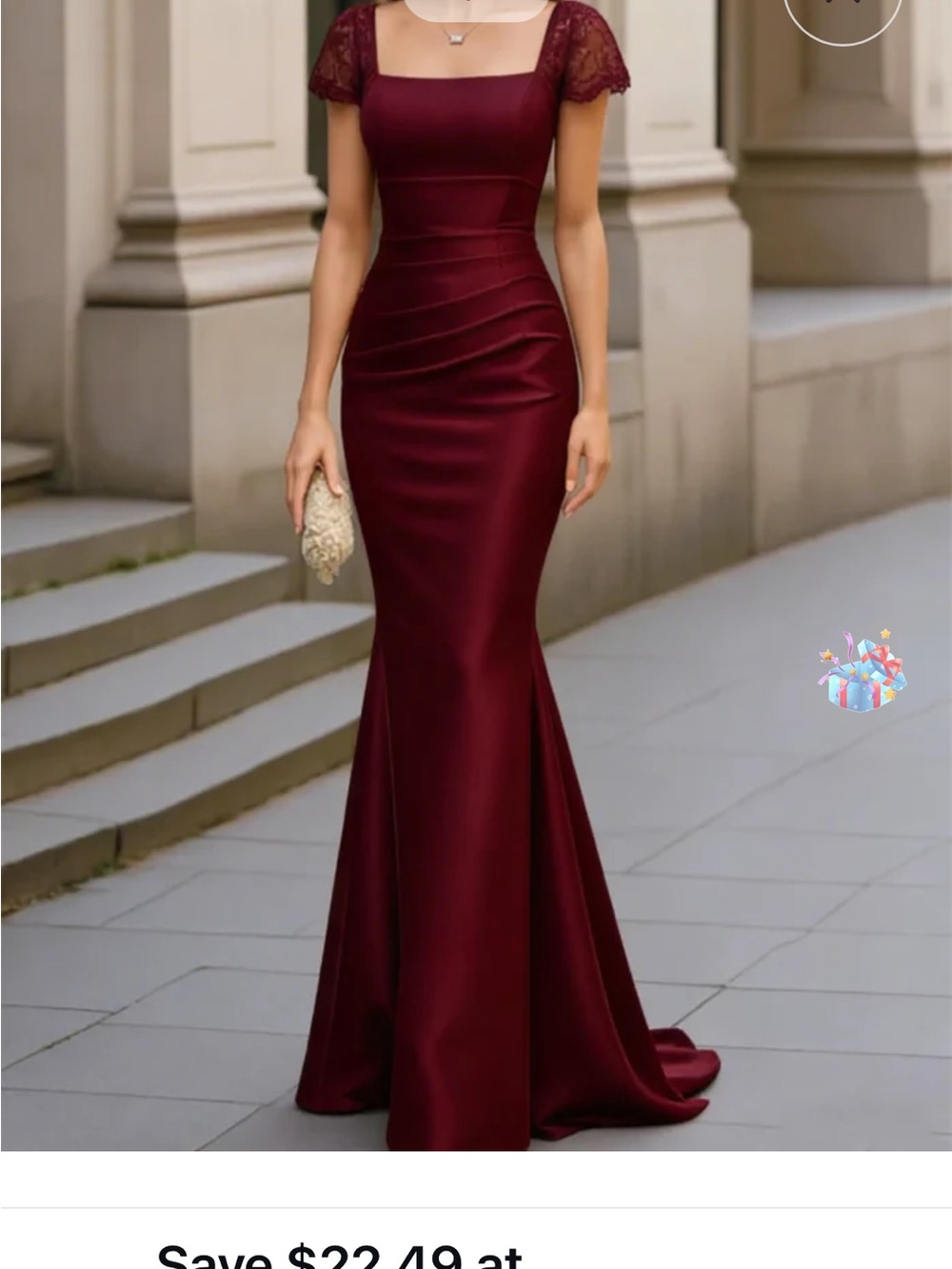 Elegant Burgundy Maxi Dress with Lace Cap Sleeves